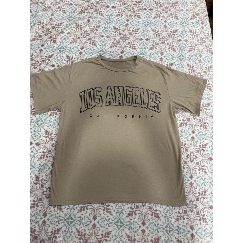 Los Angeles California Graphic T-Shirt Tan Brown Mens Medium Short Sleeve Tee